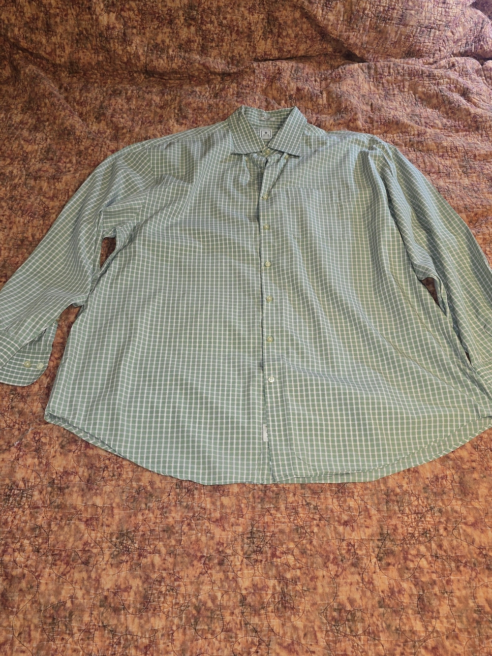 Peter Millar Men's XXL Green Plaid Check Button Down Shirt 100% Cotton Turkey